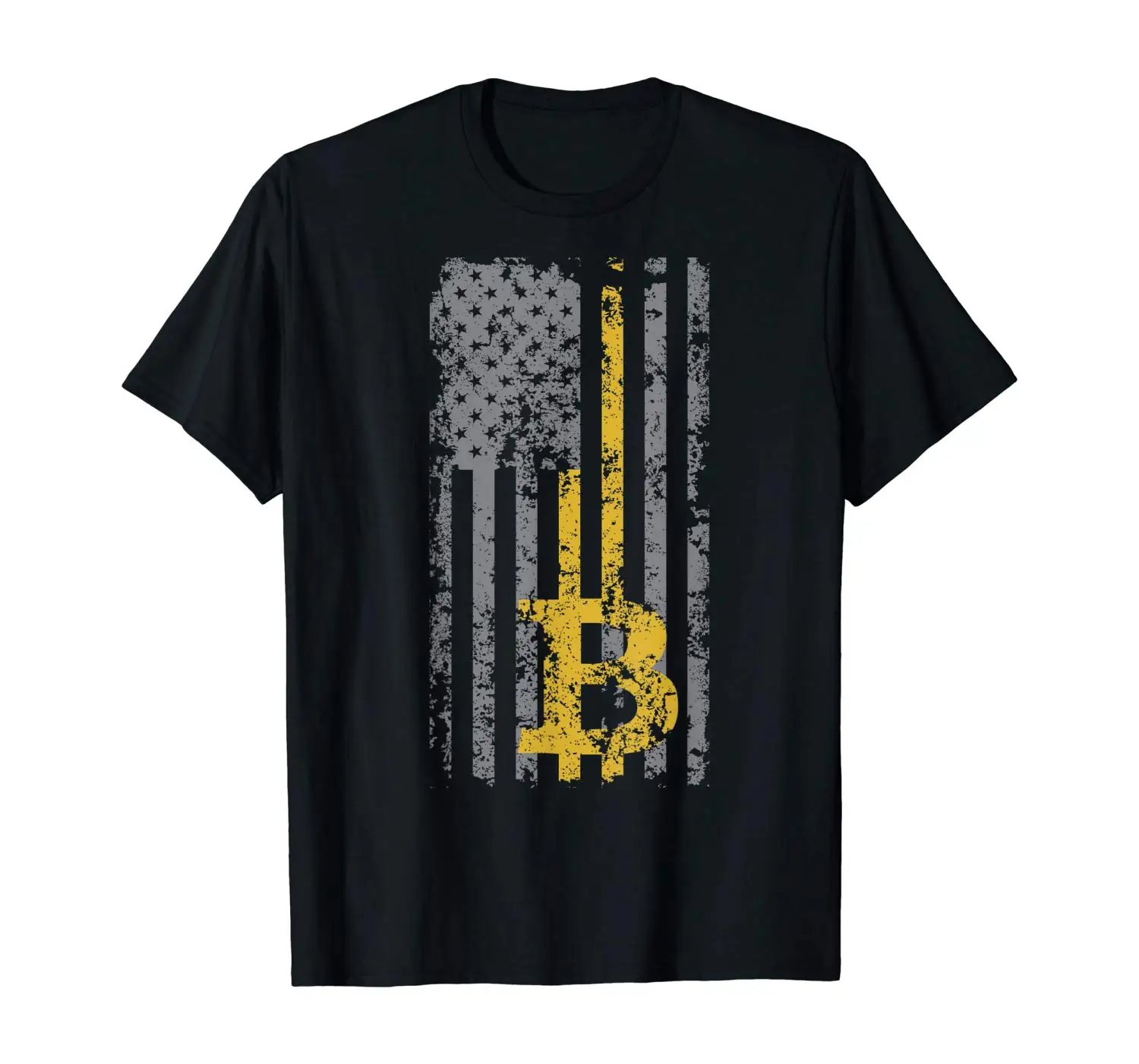 Биткоин Флаг США Distressed Digital Currency Lover T-Shirt | Мужская одежда