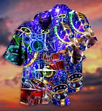 

Street beach casual adecuado para la fiesta de graduación socialización camisa de manga corta hombres royal gold paisley print