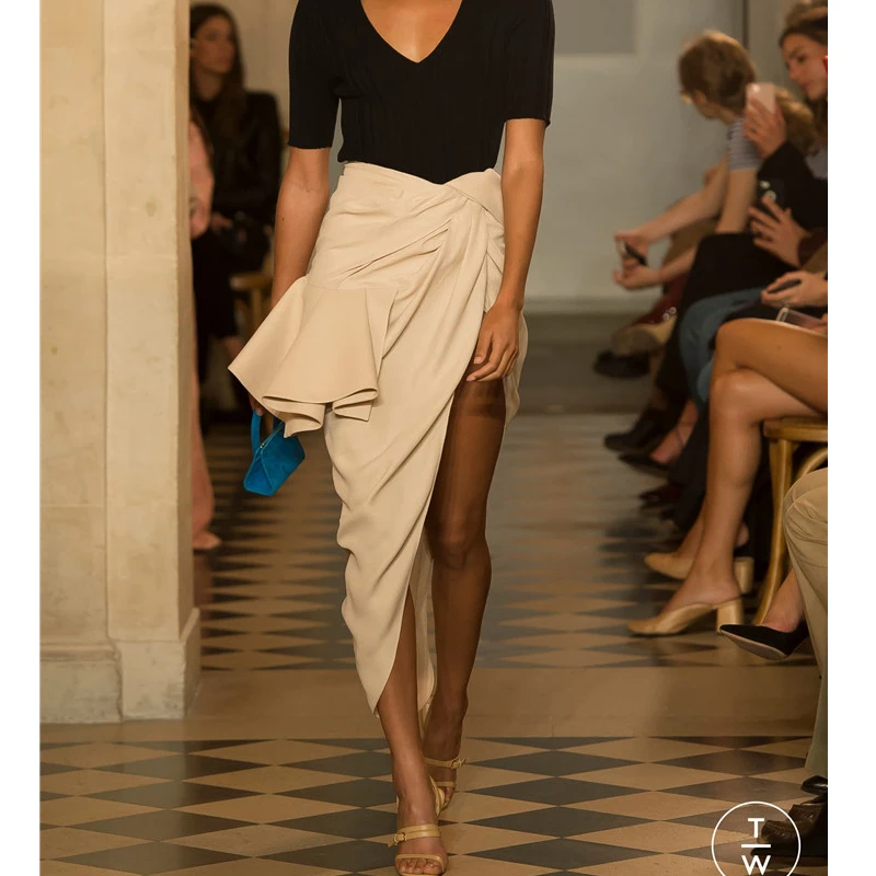 

AEL Sexy Long Split Skirt Irregular High Waist Ruched Causal Side Slit Wrap Long Skirt Summer Women's Clothing 2019