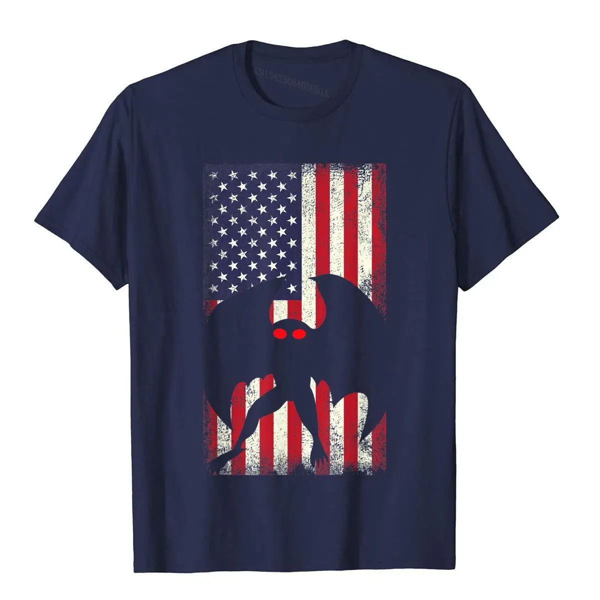 Patriot Mothman Cryptid Love USA American Flag 4th of July T-Shirt__B13966navy