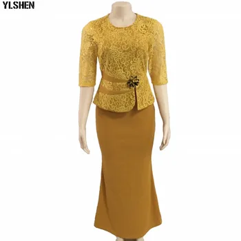 

4XL African Dresses For Women Christmas Lace Dashiki Long Maxi Dress Bazin African Clothing 3/4 Sleeve Dresses Africa Clothes