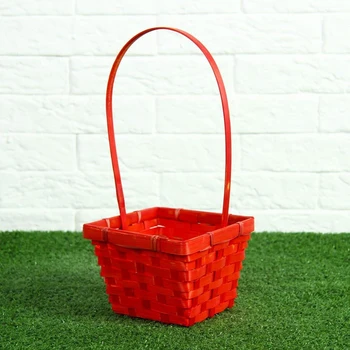 

Wicker basket, bamboo, square, red