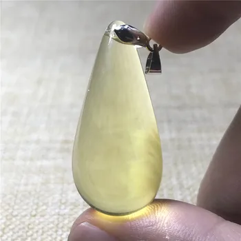

Genuine Yellow Amber Pendant For Women Men Water Drop 37x17x8mm Natural Stone Beads 925 Silver Necklace Pendant Jewelry AAAAA