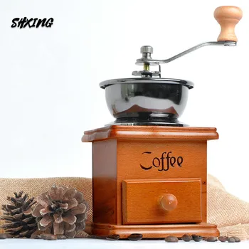 

Classical Vintage Manual Hand Crank Wooden Metal Coffee Pepper Herb Mill Spice Grinder Adjustable Coarseness Coffee Hand Grinder