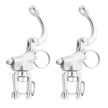 

2PCS 316 Stainless Steel Swivel Shackle Quick Release Hook for Rock Climbing Diving Marine Hardware