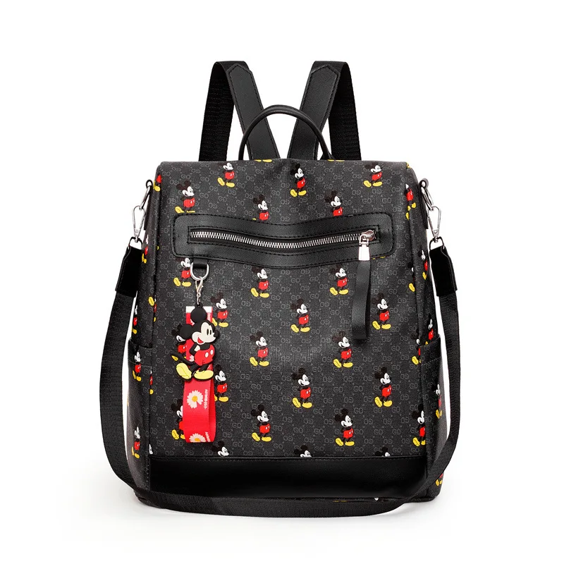 Disney Mickey Mouse Mickey mujeres estampado de moda de la Pu mochila de gran capacidad impermeable ligera mochila de viaje