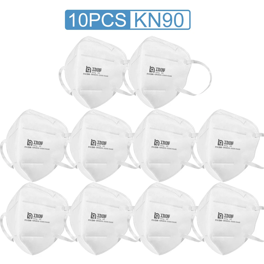 

10PCS KN90 PM2.5 Vertical Folding Nonwoven Activated Carbon Anti Fog Dust Reusable Masks Respirator Mouth Mask Fat Shipping