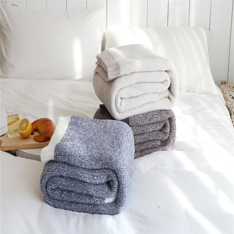 

Nordic Style Fuzzy Blankets 100% Polyester Knit Blanket Air Conditioning Sofa Blanket Fashion Multifunctional Blankets 2 Styles