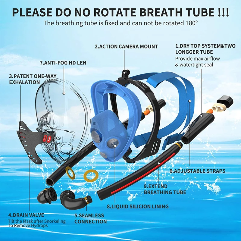 Masque De Plongée Intégral Professionnel - Masque Complet Visage Pour Plongée Et Snorkeling