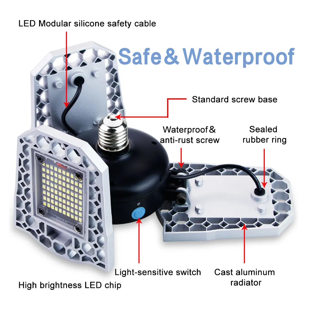 

E27 LED Bulb 60W 80W 100W Garage Lamp E26 LED Lamp 220V LED Light 110V Deformable Light Indoor Parking Industrial Lighting 2835