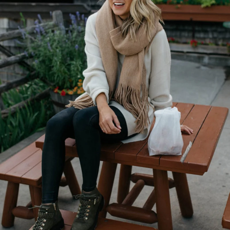 Женский зимний шарф 2020 теплый длинный Корейский Радужный двусторонний шерстяной