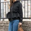 Bellaza Casual Women Slim Hoodie Tops Spring 2022 Korean Fashion Ruffle Hooded Long Sleeve Street Beat Outerwear Coat Jackets ► Photo 2/6