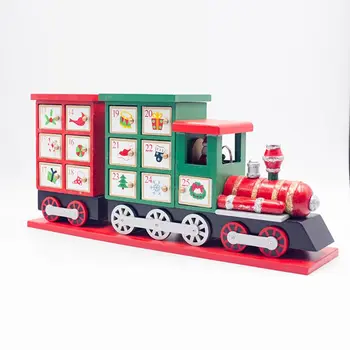 

Wooden Christmas Advent Countdown Calendar Painted Train Candy Storage Decor 634E