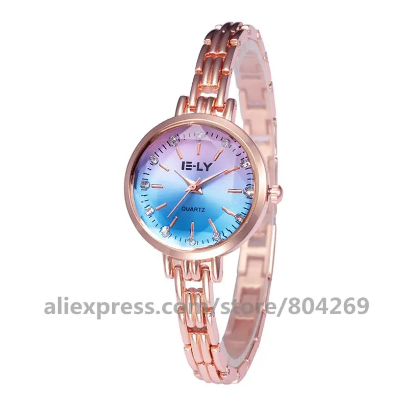 E-LY 062 женские часы-браслет Горячая Мода женские кварцевые часы сплав женское платье Два цвета браслеты наручные часы