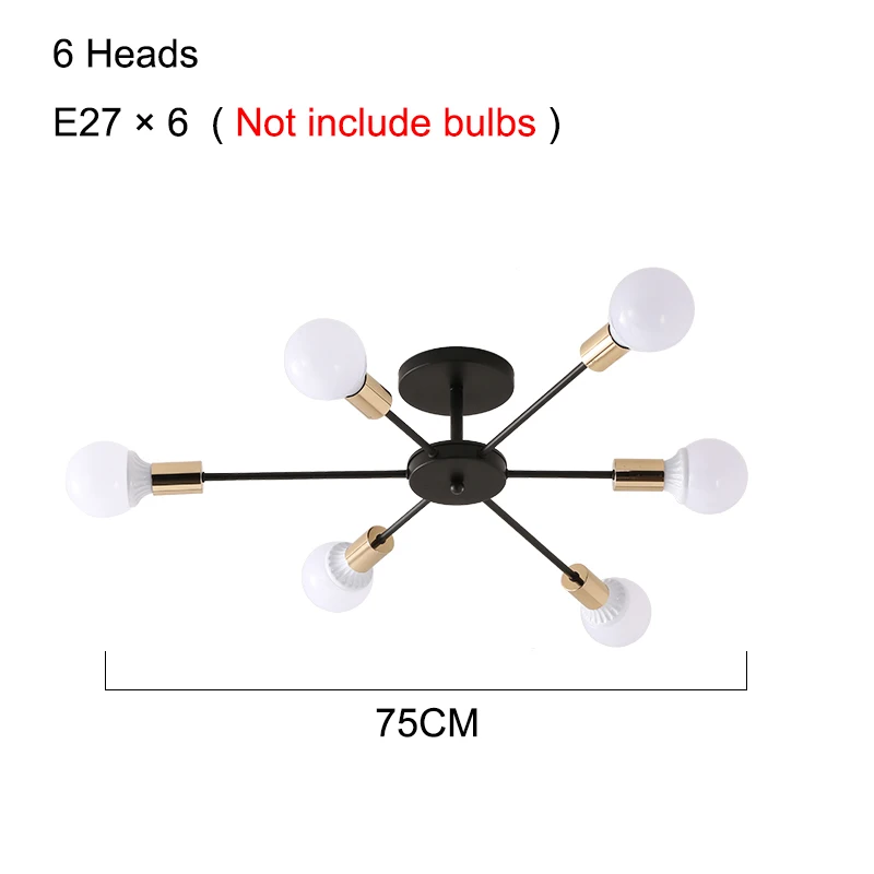 Светодиодный потолочный светильник, современный промышленный потолочный светильник для спальни, гостиной, скандинавские светильники E27, светодиодный Домашний Светильник, кухонный светильник с пауком - Цвет корпуса: A-6 Lights