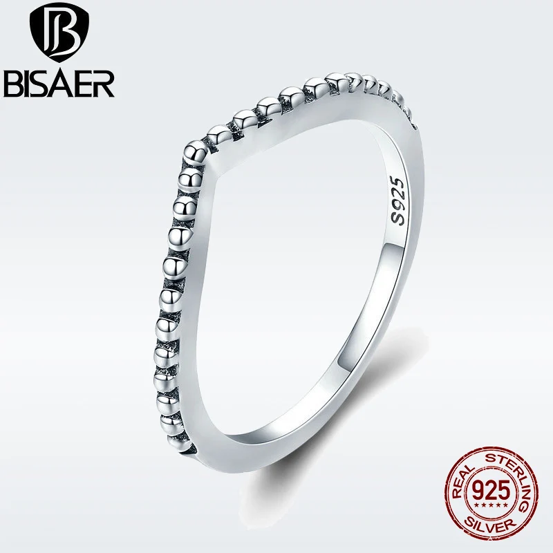 BISAER, 925 пробы, серебряное обручальное женское кольцо, капли воды, кольца на палец для женщин, ювелирные изделия из стерлингового серебра GO7648