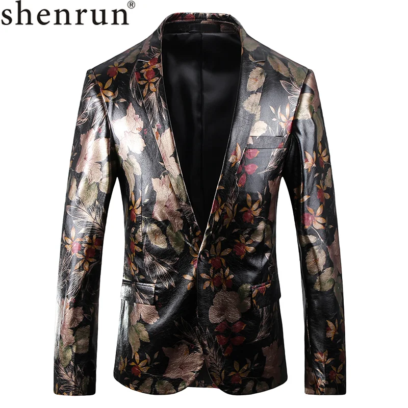 Shenrun мужские блейзеры из искусственной кожи кожаные куртки Тонкий Модный