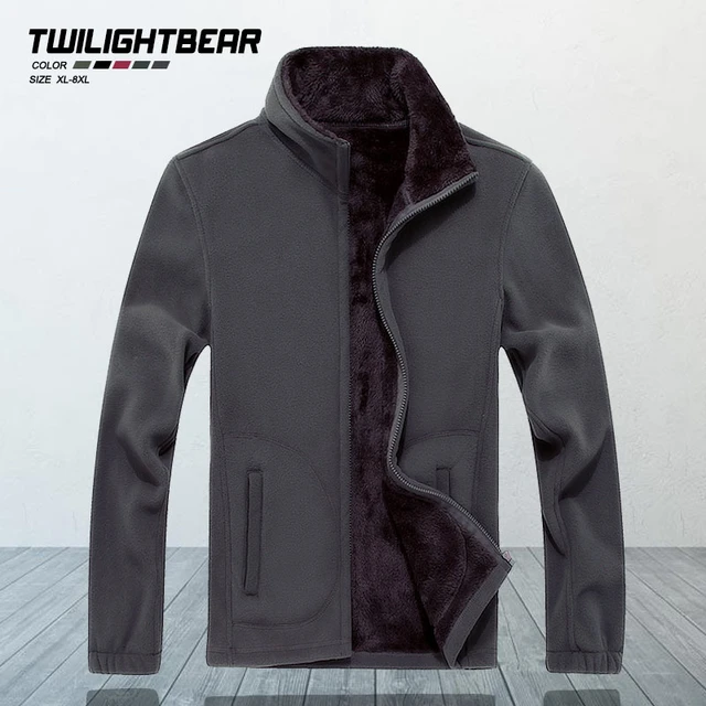 Fleece Jacket Men Winter Thick Jackets Coats Plus Size 8XL Solid