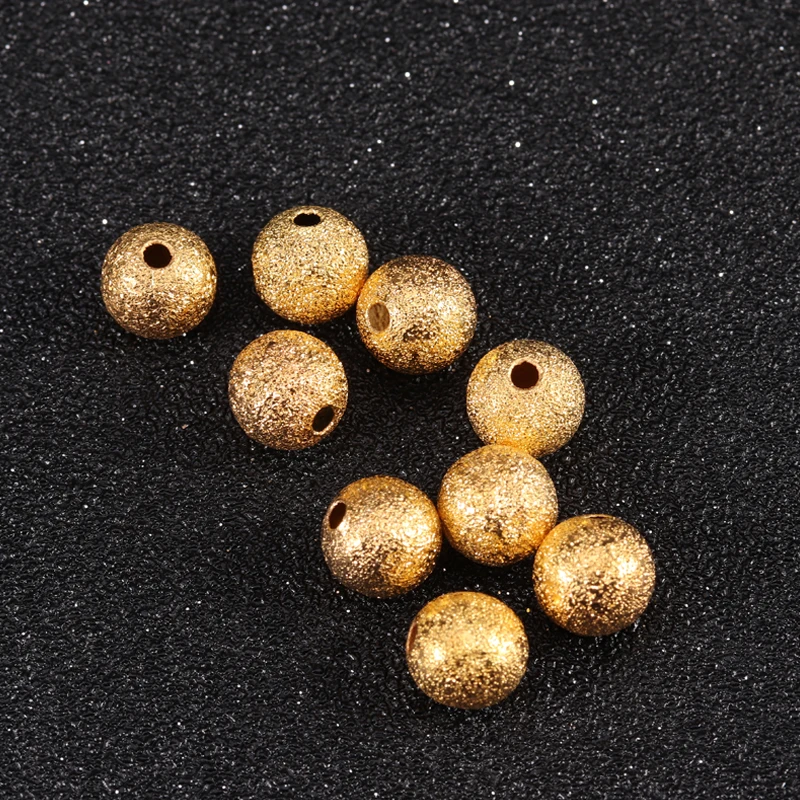 100pcs/lot Gold/Silver Color Metal Matte Spacer Beads 4/6/8mm Copper Round Loose Charms Setting Beads for Jewelry Making F3461