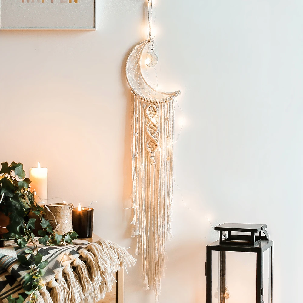Boho Macrame Tapestry Wall Hanging Mandala Moon And Star Macrame Wall Hanging Room Decoration Dorm Room Decor