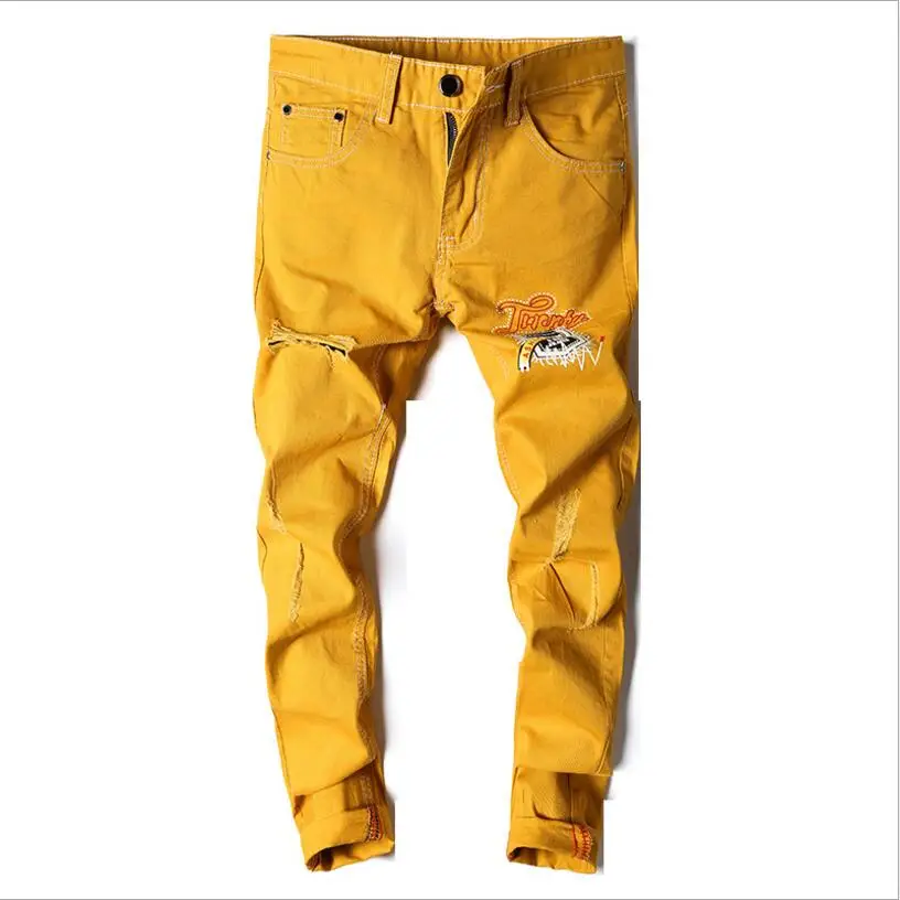 men's yellow jeans