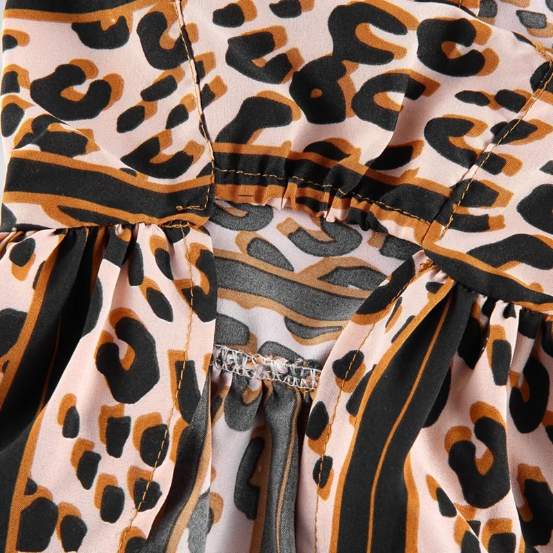 Pet Dog Clothes Spring& Summer Dog Dress Pet Leopard Print Vest Shirts Lace Dress Fashion Striped Print Dress Clothing XS-L
