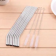 8 шт многоразовые трубочки для питьевой соломы с щеткой для очистки эко металлическая соломинка из нержавеющей стали для кружек высокого качества U5P8