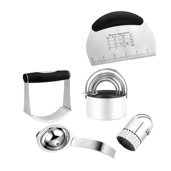 

Stainless Steel Pastry Scraper,Egg Separator,Dough Blender&Biscuit Cutter Set,for Bread Cookie Doughnut Pizza