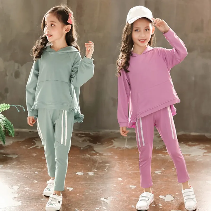 Autumn Girls Clothing Sets Teen Girl Hooded Sweatshirt Coat And Stretch Pants Suit Baby Girl Tracksuit Fashion Kids Clothes Set (9)