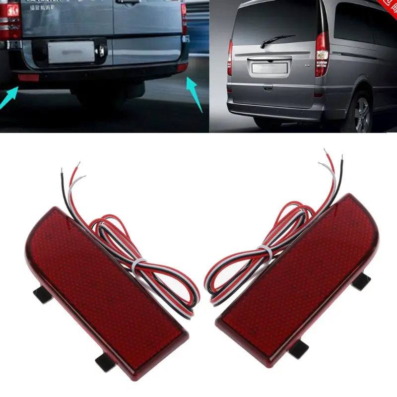 

2pcs LED Shocks Rear Bumper Reflector Spotlight Fog Tail Brake Lights For Mercedes Benz Vito Viano W639 2003-2014 87HE