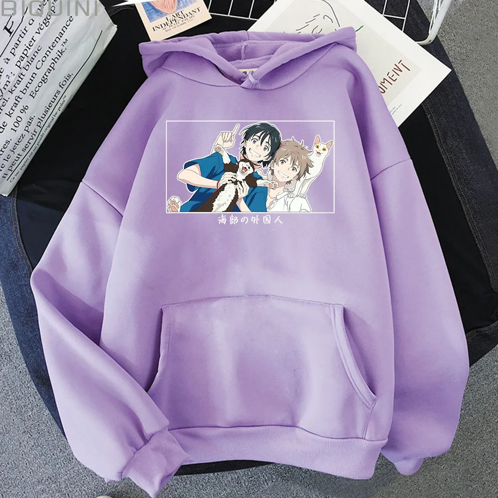 

Harajuku Hoodies Women Cute Seaside Umibe No Etranger Printed Hashimoto and Mino Casual Graphic Vintage Sweatshirts Fashion Tops