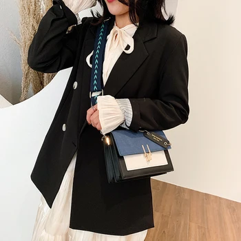 

2020 new mini handbags women fashion ins ultra fire retro wide shoulder strap messenger bag purse simple style Crossbody Bags