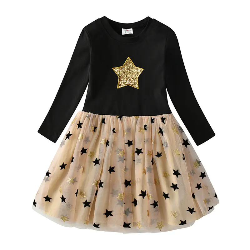 DXTON/Новое Детское зимнее платье для девочек; платье с блестками для маленьких девочек; Рождественская одежда для детей; платье принцессы с длинными рукавами и бабочкой