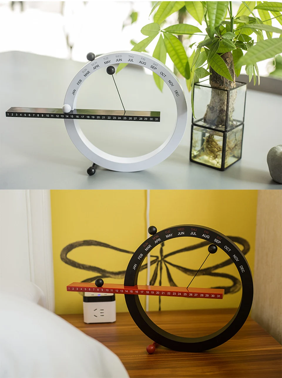 Creative Magnetic Ball Clock Perpetual Wall Calender description image 7