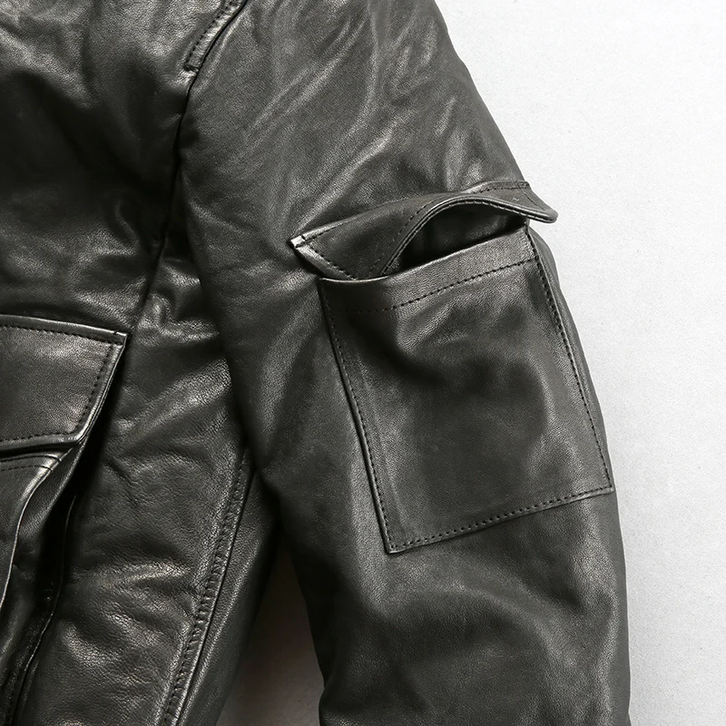 80% OFF 1719Q Read Description! quality super warm genuine sheep skin duck down leather jacket mens sheep leather duck down coat