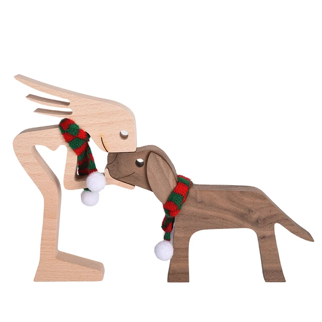 Pet Decorations Craft Wooden Dog Cat Doll Ornaments Carved Model Home Office Ornaments Creative Love Pets Dropshipping M13