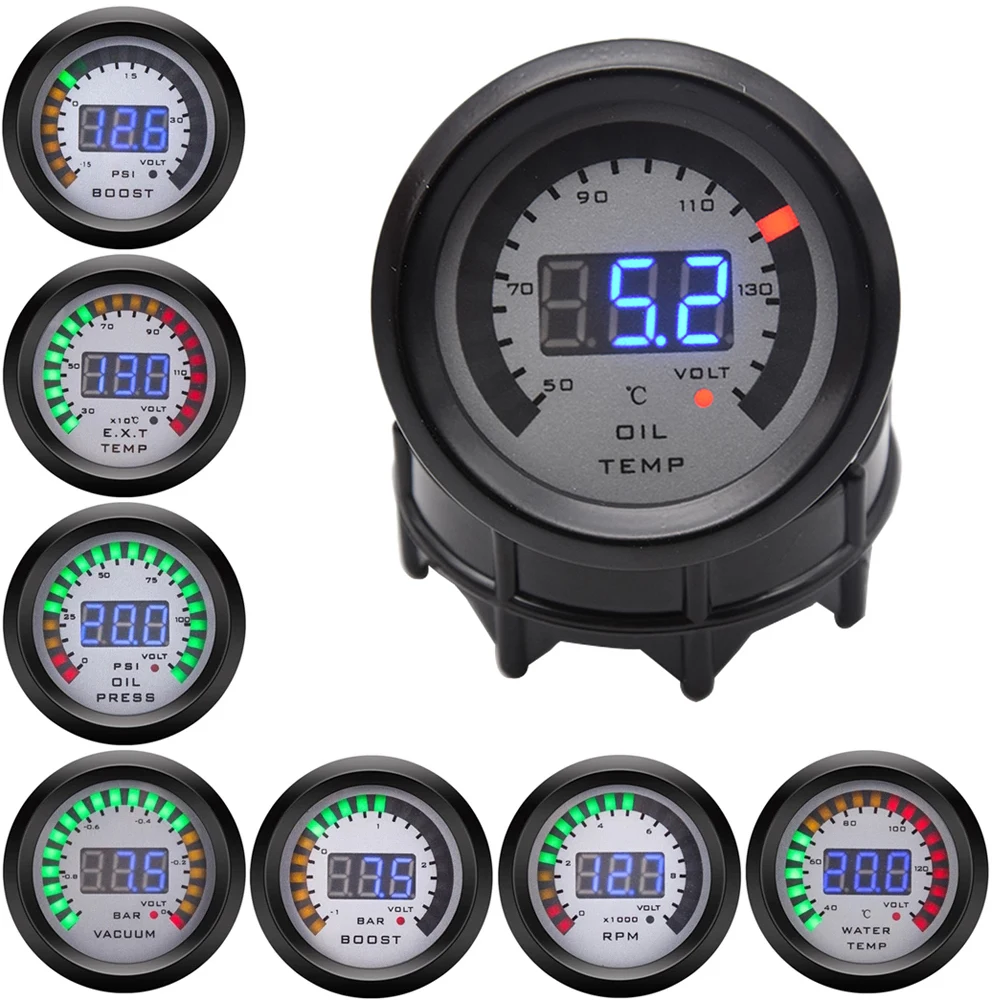 52MM Car Gauge Boost Water Oil Temperature Sensor Pressure Fuel Volt Air Ratio Exhaust Temp Meter 12V | Автомобили и мотоциклы