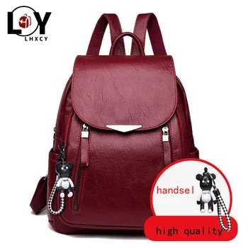 

Classic Clamshell Double Zipper Women Backpacks High Quality Soft Pu Leather Bags For Women High Capacity Fashion Shoulder Bags