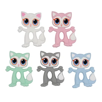 

Baby Teether Food Silicone Grade Cute Animals Fox Rabbits Teething Product New baby bite Grind Toys BPA Free