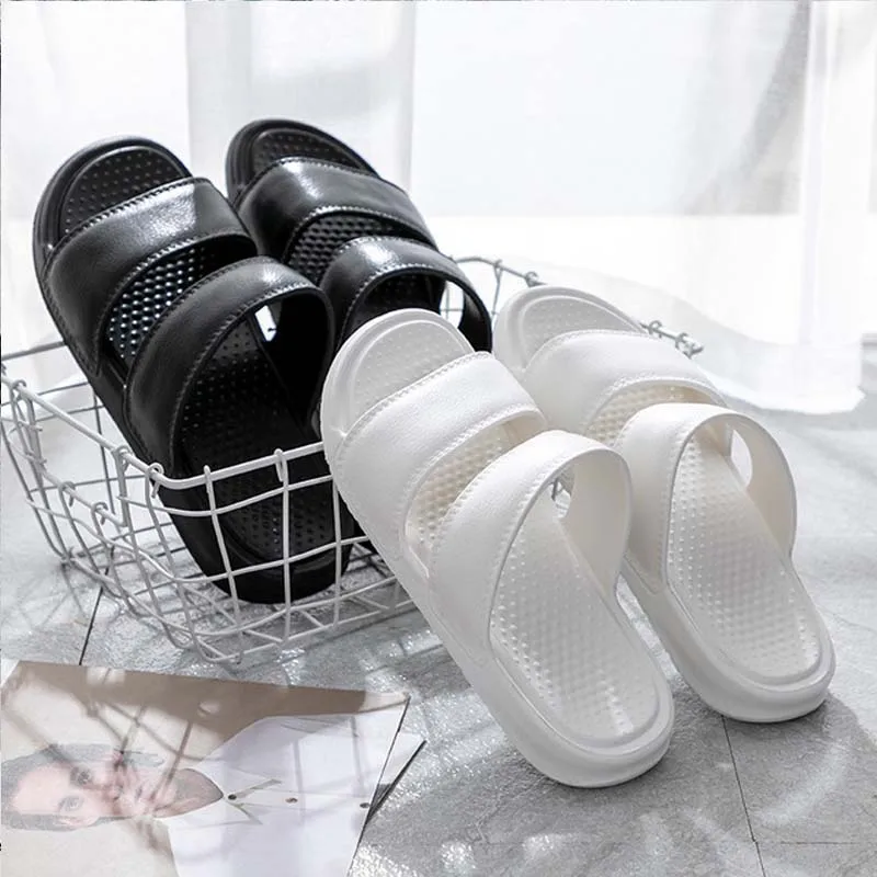 

Women Summer Solid Slippers Comfortable Non-slip Home Slides Fashion Wild Outdoor Slippers Couple Slippers Bathroom Flip Flops