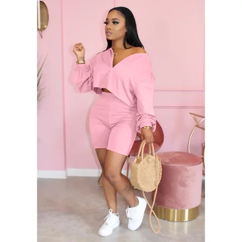 Solid Color 2 Piece Set Women Tracksuit Crop Top Outfit Joggers Sweat Suits Women Workout set 2020 Lounge Wear