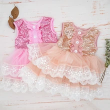 Модный костюм принцессы; кружевное платье-пачка с цветочным узором; блестящая детская одежда с блестками для девочек; реквизит для свадебной фотографии