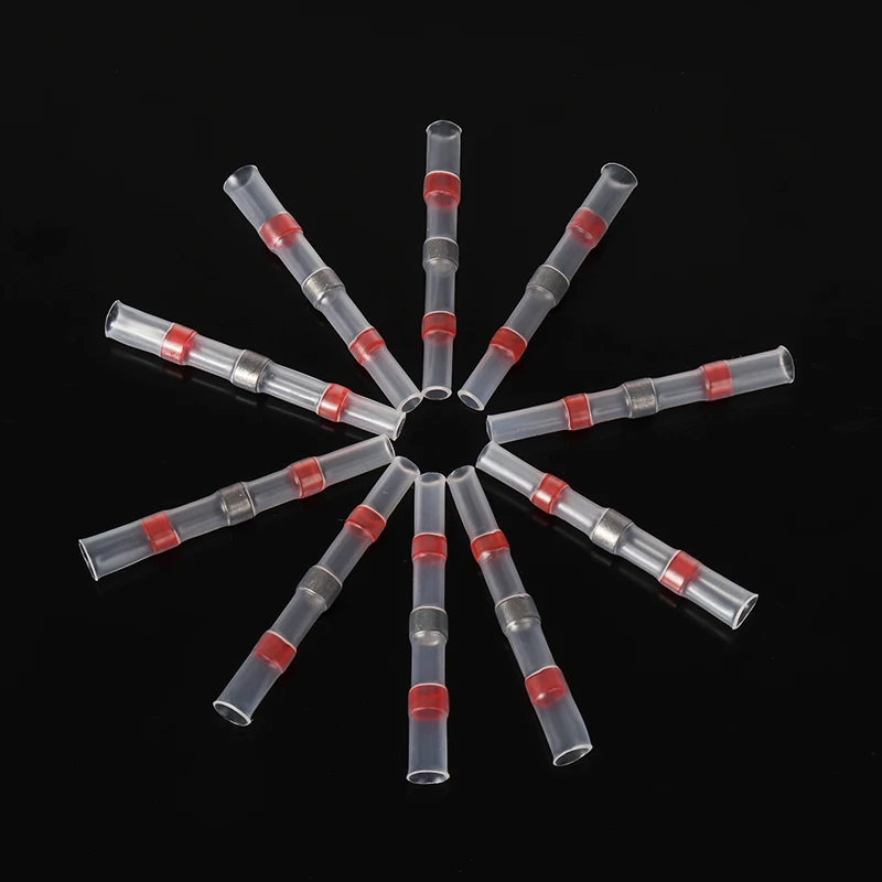 100pcs Red Heat Shrink Connector Solder Butt Terminals Electrical Wire Waterproof Sealing Anti-Corrosion Effect Crimp Kit
