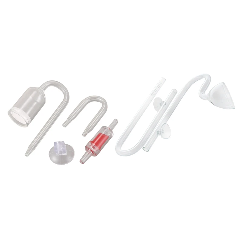 4 Pcs Aquarium Glass Plant Co2 Diffuser U Shape Tube Set for Plant Fertilizer Fish& 1 Pcs Aquarium Glass Outflow+ Inflow Lily