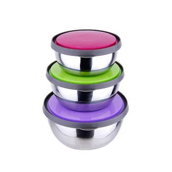 

3pcs/ set of stainless steel fresh-keeping bowls kitchen cereals receive fresh-keeping boxes for children's lunch boxes