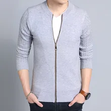 Повседневный Однотонный свитер на молнии с длинным рукавом для мужчин тонкий модный свитер вязаный Серый Черный Красный Мужской дизайнерский свитер