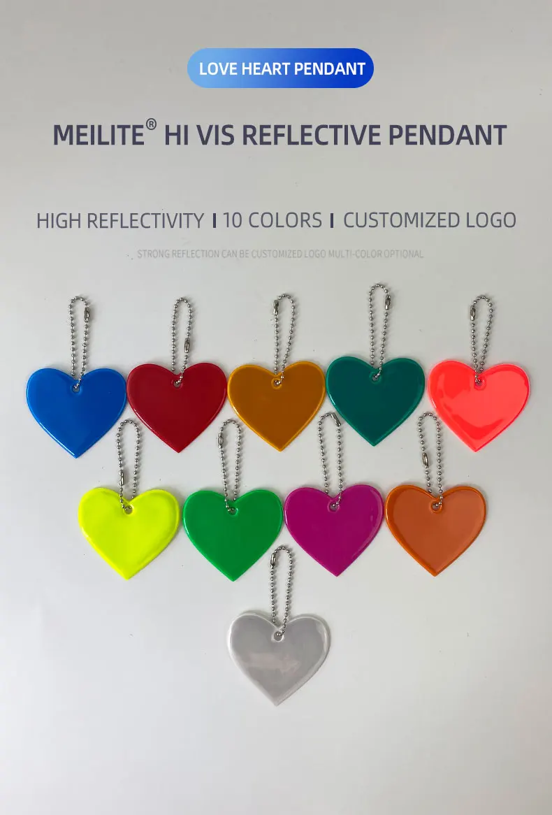 MEILITE 500 vela luces amor corazón colgante bolso accesorios reflectante llaveros Keyings para la Seguridad del Tráfico de uso
