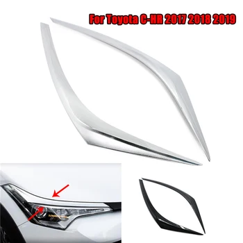 

For Toyota C-HR CHR Car Headlights Frame Head Light Lamp Eyebrow Cover Trim Stickers CHR 2017 2018 2019 Carbon Black Chrome