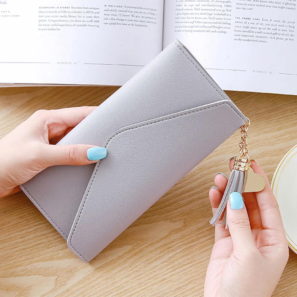 Long Women's Wallet Female Purses Tassel Card Holder Wallets Female PU Leather Clutch Money Bag Pu Leather Wallet
