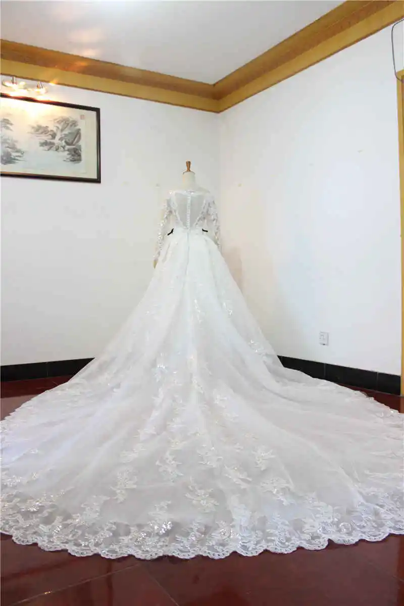 Платье знаменитостей Vestido De Noiva Robe De Mariee, роскошная Новинка года, нарядное бальное платье с длинными рукавами, кружевные свадебные платья свадебное платье